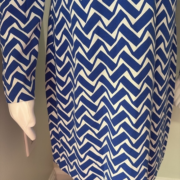 Diane von Furstenberg DVF Reina Blue White Zig Zag Geometric Mini Dress Size 8 - Picture 5 of 9